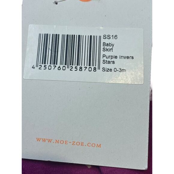 Noe and Zoe Baby Skirt Purple Inverse Stars Pull On Organic Cotton Size 0-3M NWT - Picture 5 of 6